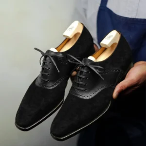 Black Suede Leather Elowen Madison Oxfords