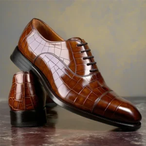Brown Croc Print Leather Woodford Aristokrat Oxford