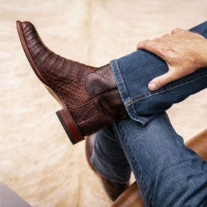 BROWN LEATHER RENOVAUX SLIP ON WESTERN COWBOY BOOTS