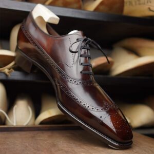 BURGUNDY BROWN LEATHER MODENA BROGUE WINGTIP OXFORD