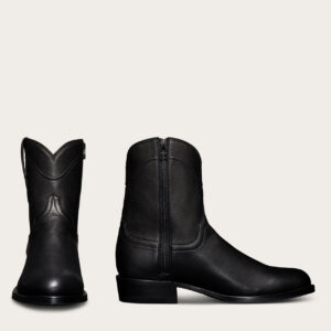 Black Leather Bastrop Slip On Zipper Western Cowboy Boots