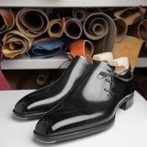 Black Leather Camria Whole Cut Oxfords
