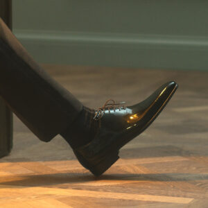 Black Patent Leather Bucoli Whole Cut Lace Up Oxfords