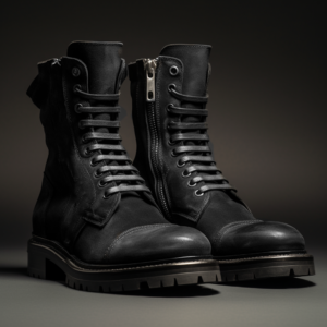 Black Suede Leather Oriella Lace Up Chunky Derby Boots with Zipper and Track Sole