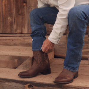 Brown Leather Blackwood Slip On Western Cowboy Boots