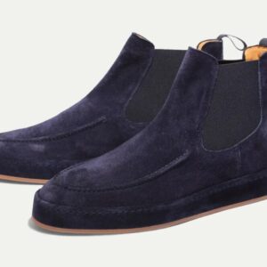 Navy Blue Suede Ares Slip On Chelsea Boots