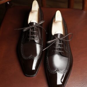 Noir Black Leather Crest Derbies