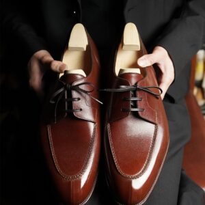 Tan Leather Velvet Oak Apron Derbies