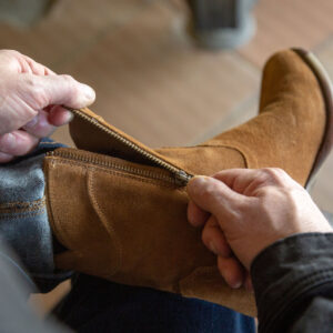 Tan Suede Bastrop Slip On Zipper Western Cowboy Boots