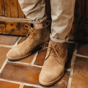 Tan Suede Sahara Step Chukka Desert Boots with Leather Sole