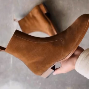 Tan Suede Valkyrie Slip On Zipper Boots