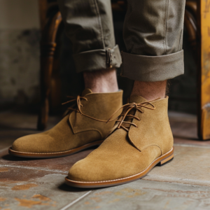 Tan Suede Vatero Chukka Desert Boots with Leather Sole
