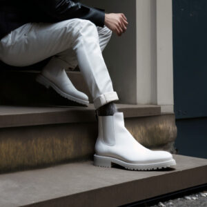White Leather Owen Chunky Chelsea Boots